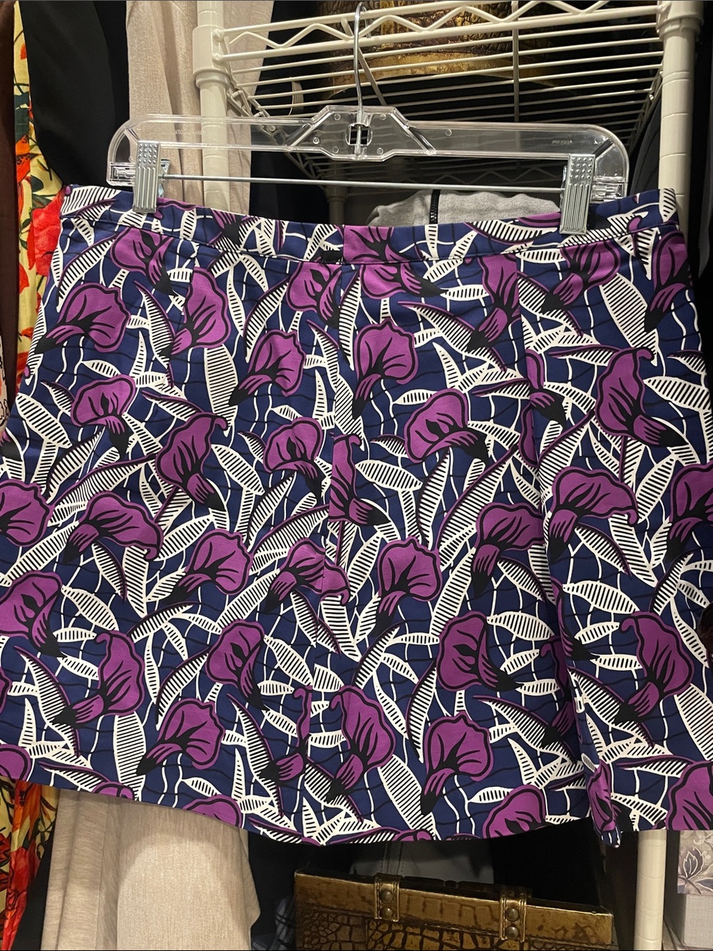 Women's Purple Floral Print mini skirt